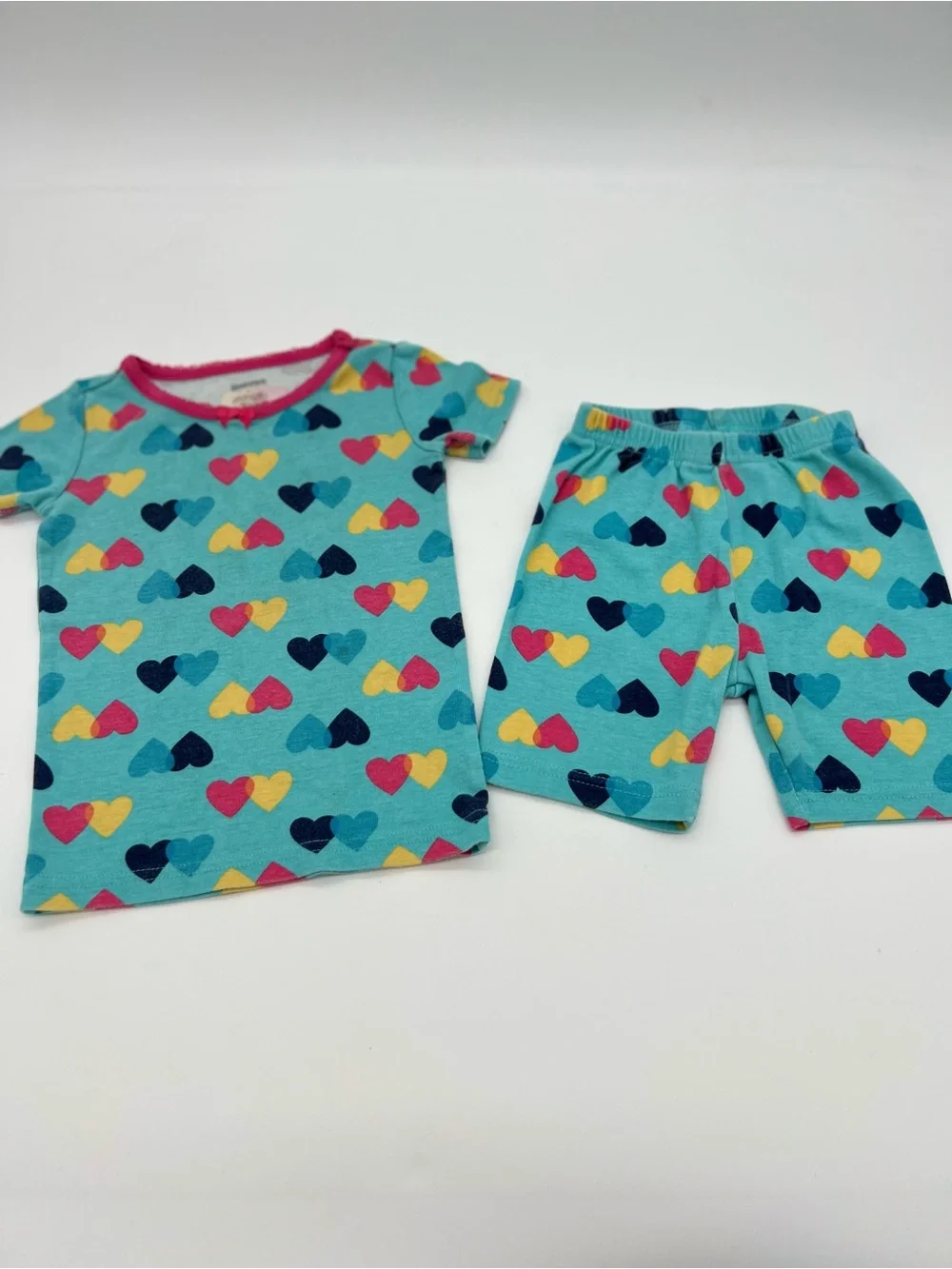 Gymboree Girls' Blue Baby Multicolor Hears Cotton Pajama Set 100% Cotton 2T